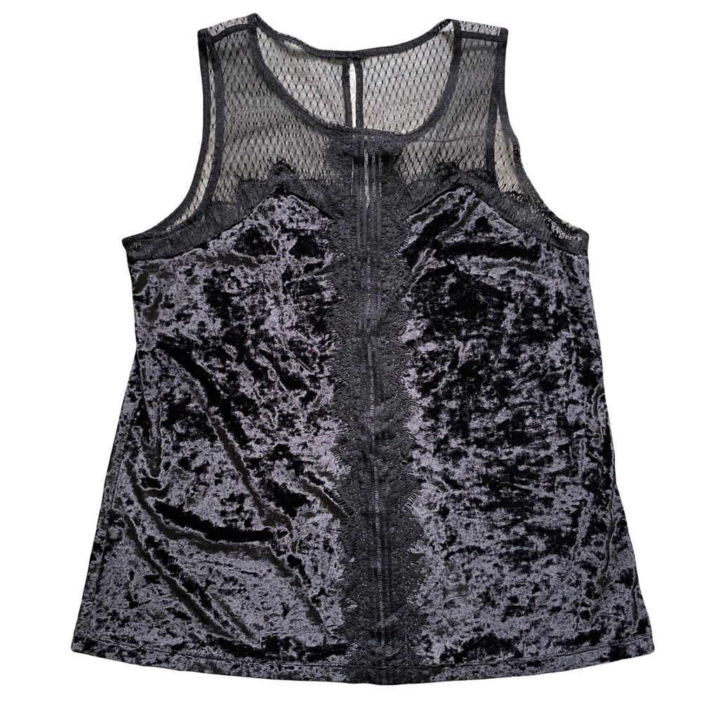 Black Velvet Lace and Mesh Sleeveless Top
